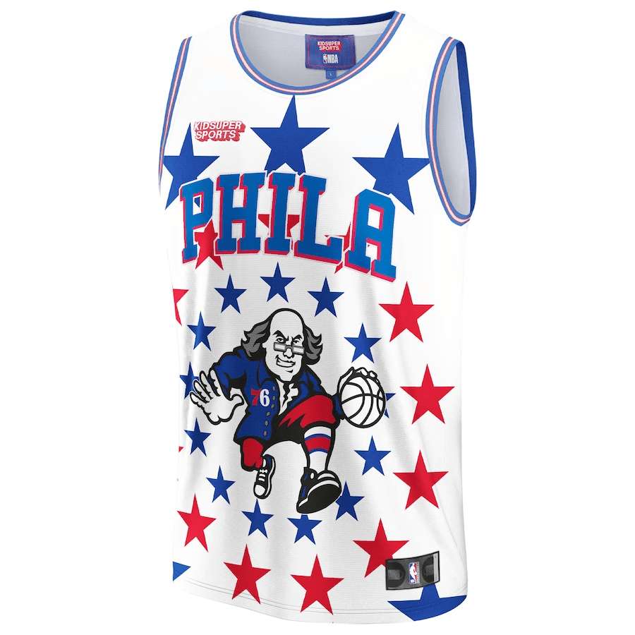 Philadelphia 76ers KidSuper Studio Unisex Hometown White NBA Jersey Unisex