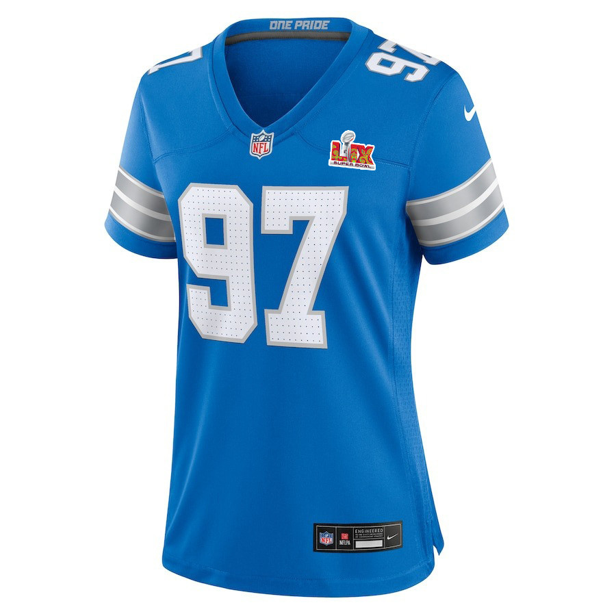Aidan Hutchinson #97 Detroit Lions Super Bowl LIX Blue NFL Jersey Women's