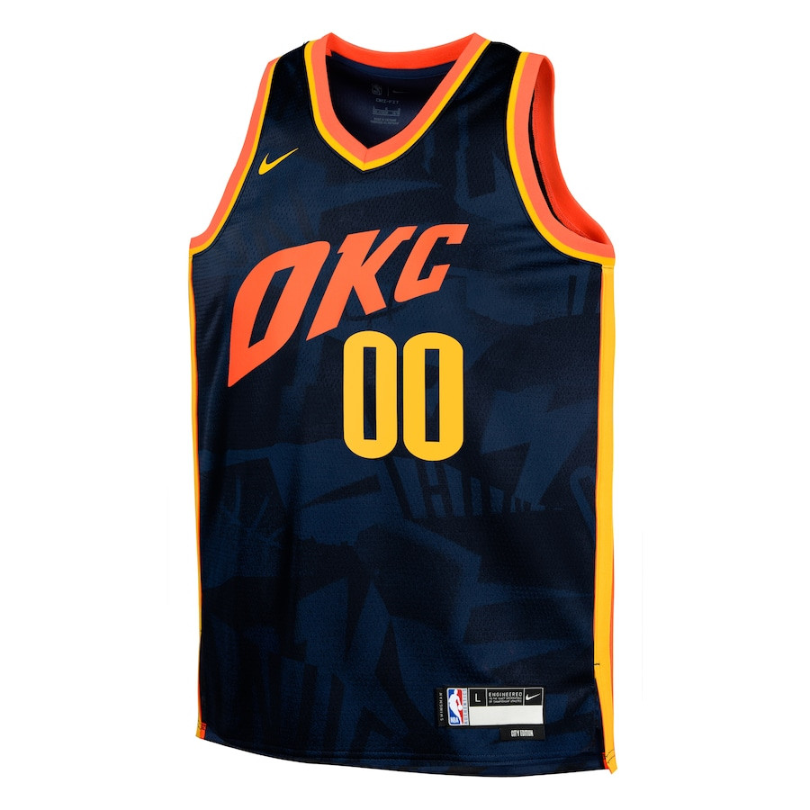 Oklahoma City Thunder 2023/24 City Edition Swingman Custom Navy NBA Jersey Youth