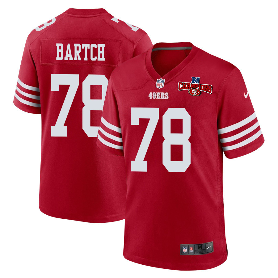 Ben Bartch 78 San Francisco 49ers NFC Champions Patch Game Scarlet NFL Jersey Men's
