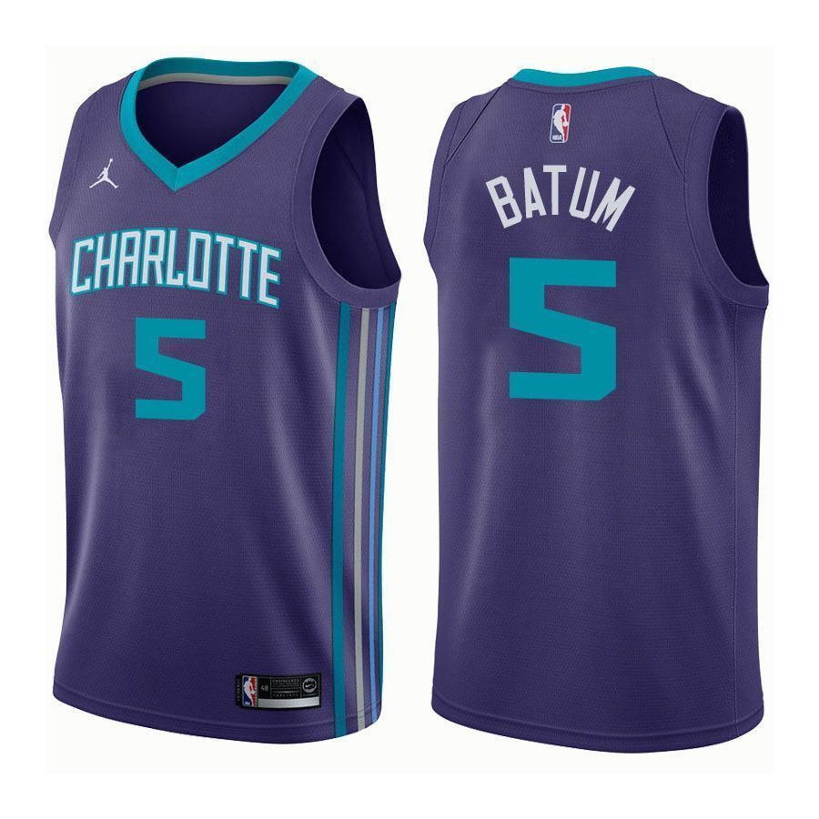Charlotte Hornets Nicolas Batum 5 Statet Purple NBA Jersey Men's