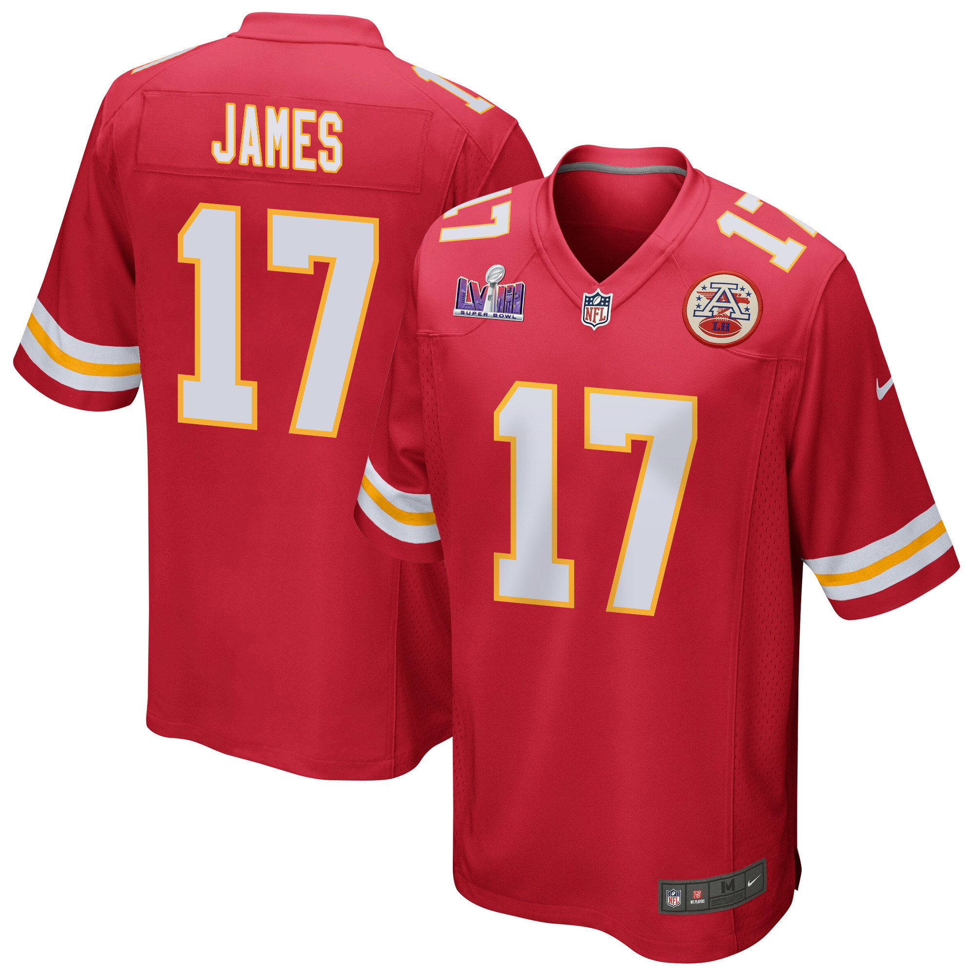 Richie James 17 Kansas City Chiefs Super Bowl LVIII Patch Game Red NFL Jersey Men's