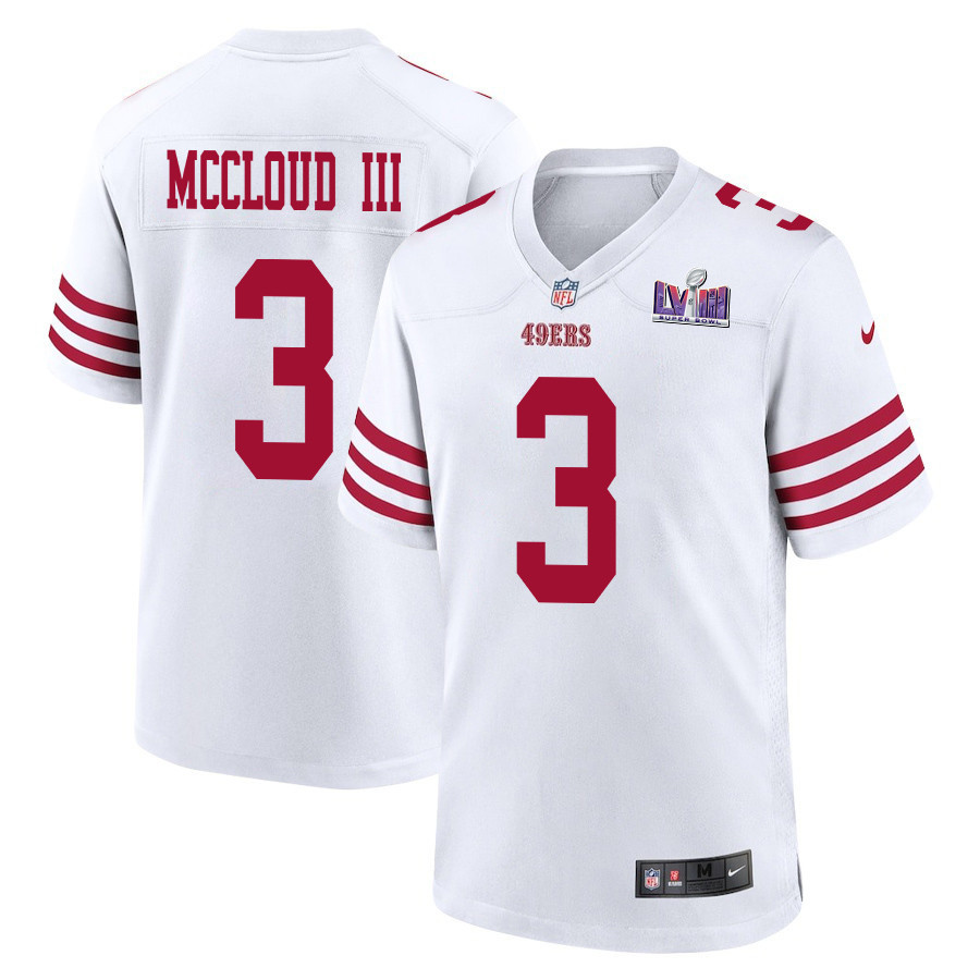 Ray-Ray McCloud III 3 San Francisco 49ers Super Bowl LVIII Patch Game White NFL Jersey Men's