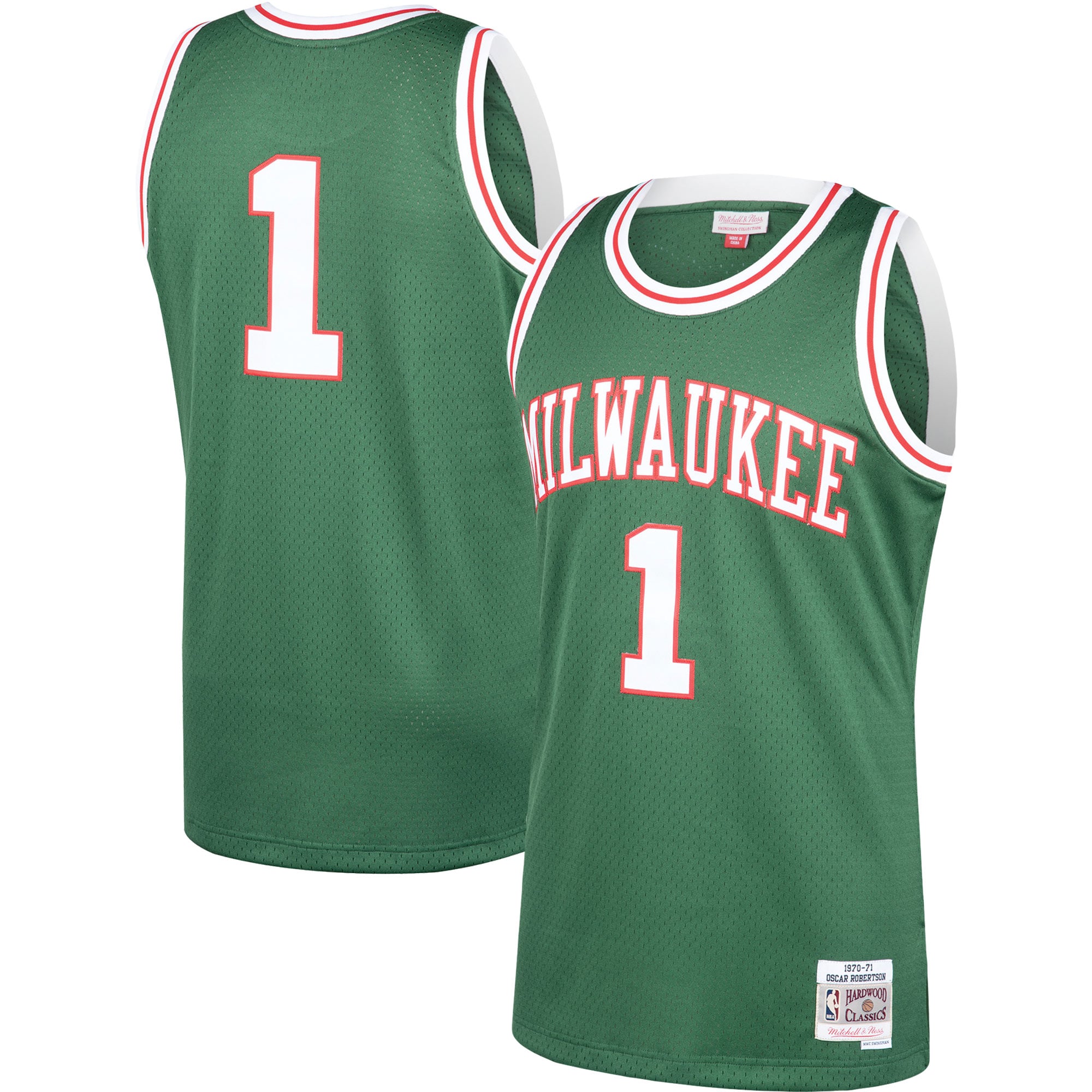 Mitchell Ness Oscar Robertson Green Milwaukee Bucks 1970-71 Hardwood Classics Swingman NBA Jersey Men's