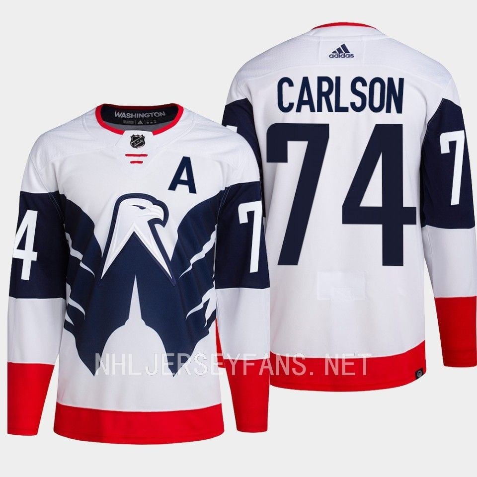 John Carlson 74 Washington Capitals 2023 Stadium White Primegreen NHL Jersey Men's