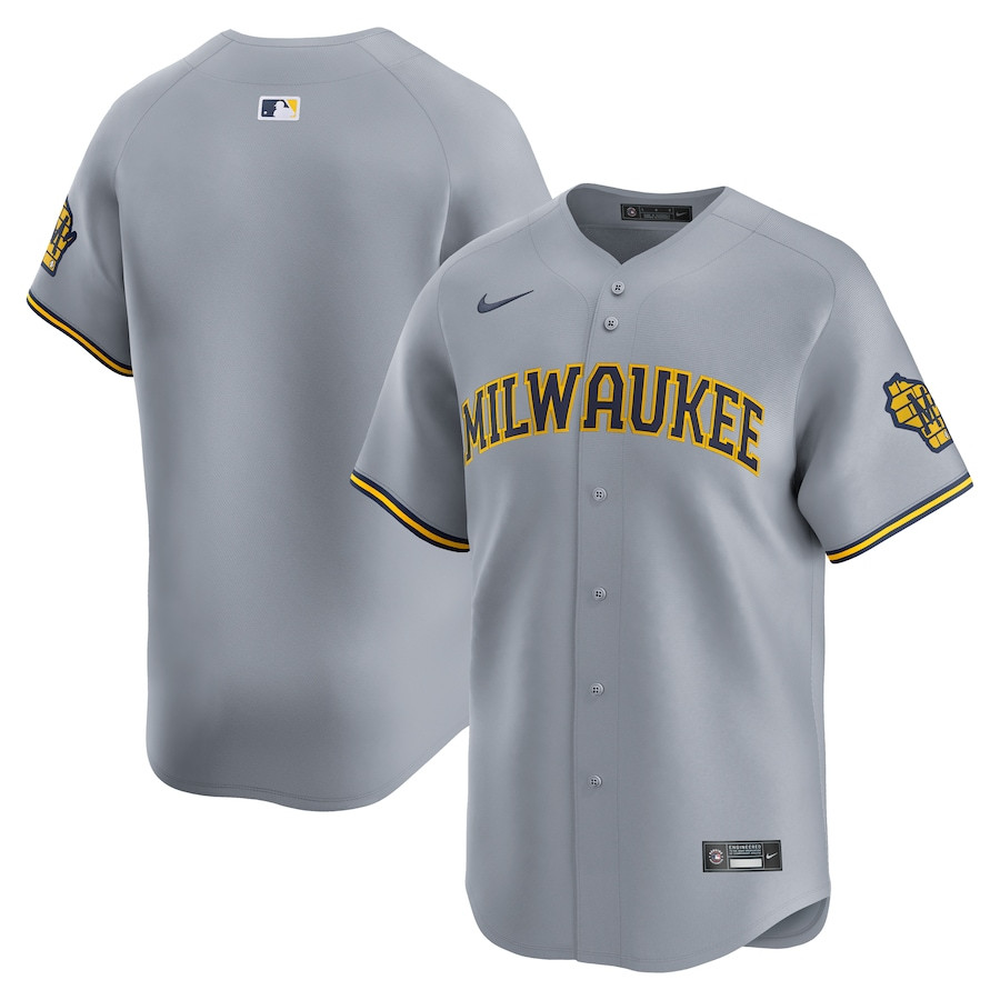 Milwaukee Brewers Away Limited Gray MLB Jersey Men's