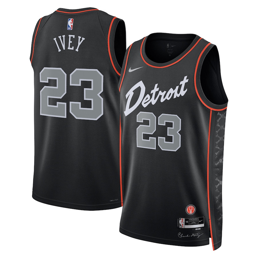Jaden Ivey 23 Detroit Pistons 2023/24 City Edition Swingman Black NBA Jersey Men's