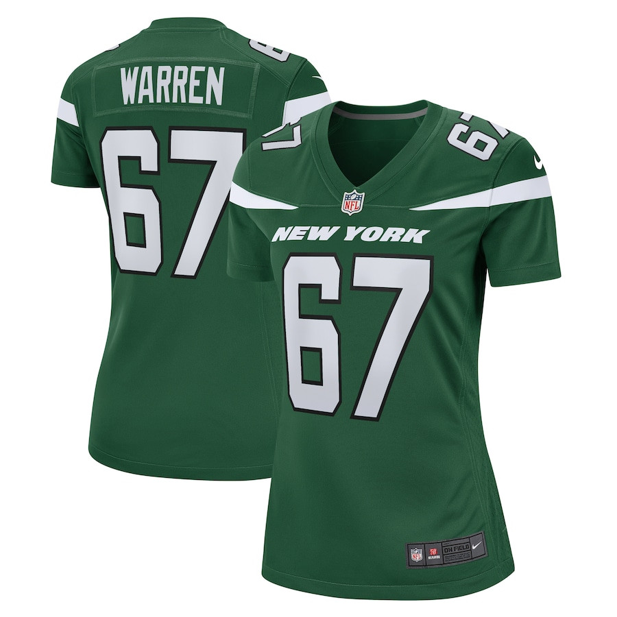 Carter Warren 67 New York Jets Game Gotham Green NFL Jersey Women's