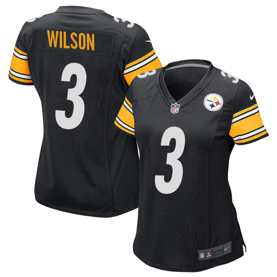Russell Wilson 3 Pittsburgh Steelers Game Black NFL Jersey Women's