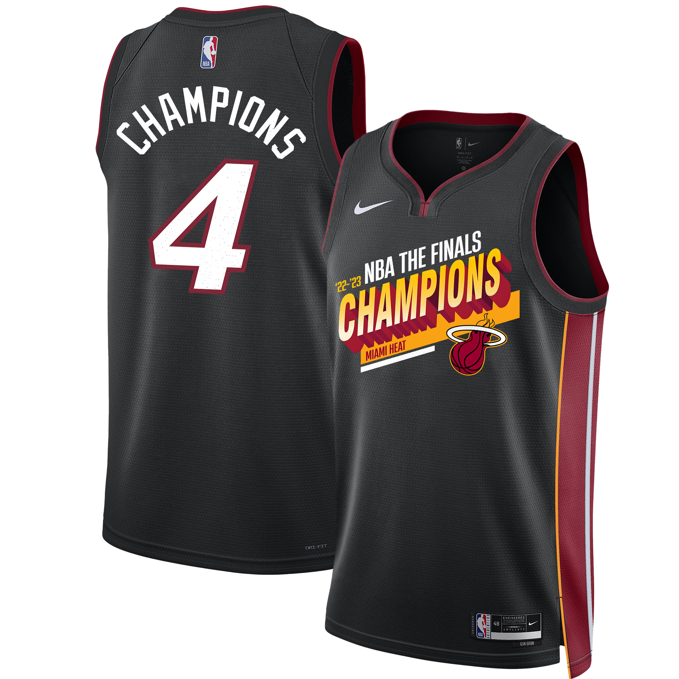 Miami Heat 2023 The Finals Champions Edition Swingman Black NBA Jersey Men's