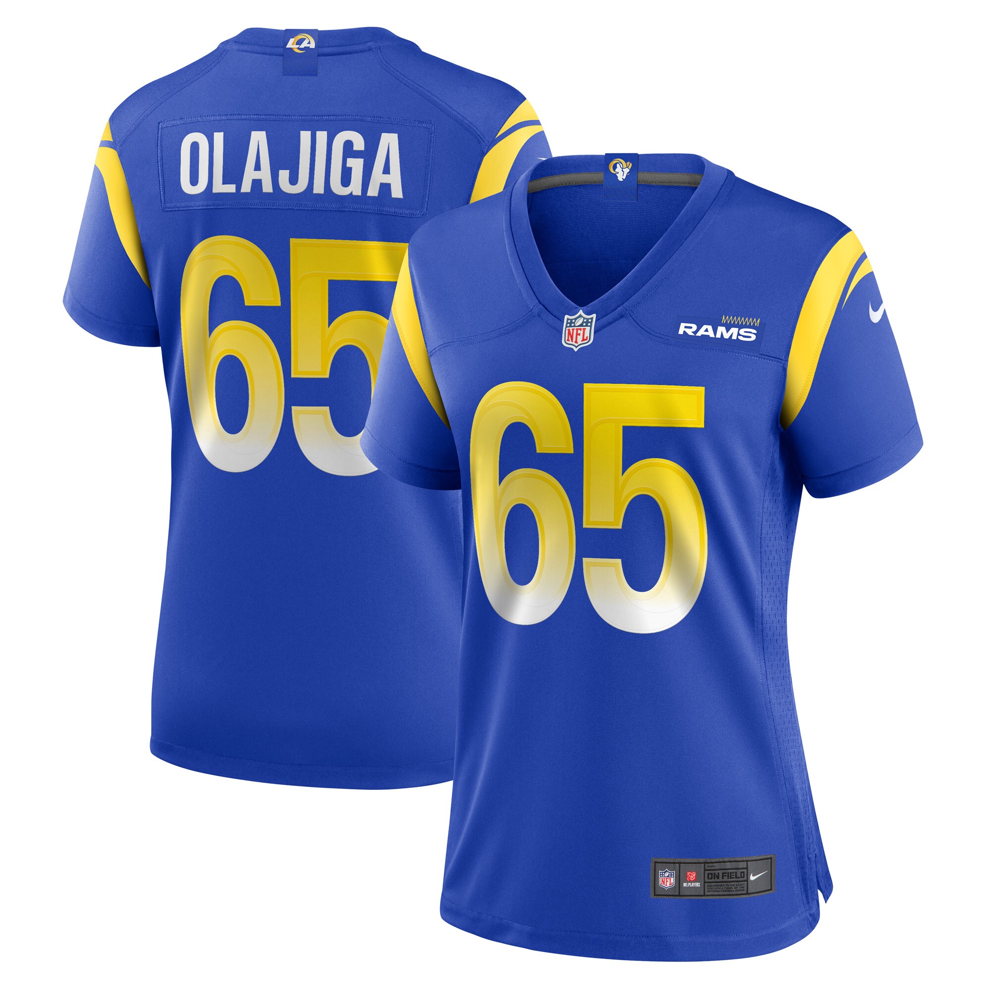 Los Angeles Rams David Olajiga Royal Game NFL Jersey Women's