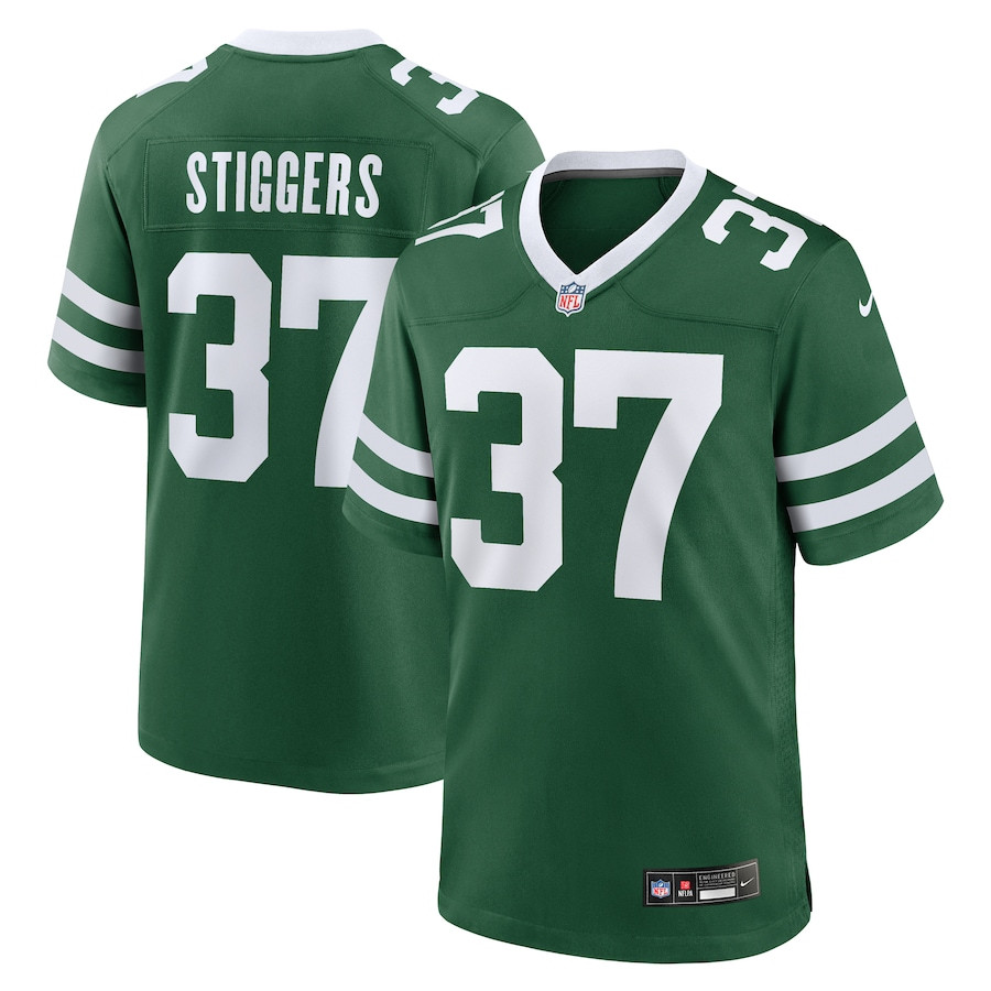 Qwan'tez Stiggers 37 New York Jets Team Game Legacy Green NFL Jersey Men's