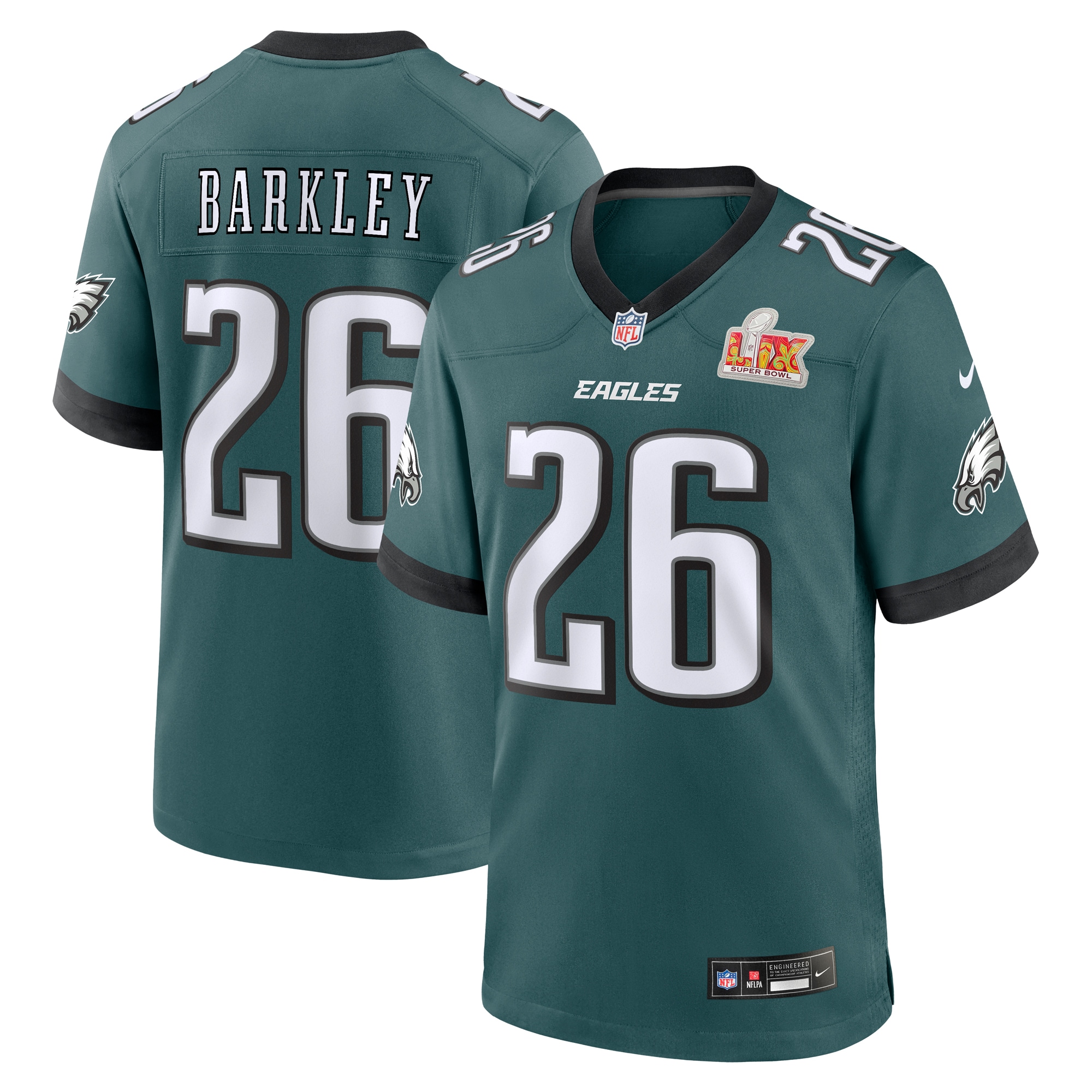 Philadelphia Eagles Saquon Barkley Midnight Green Super Bowl LIX Game Player NFL Jersey Men's