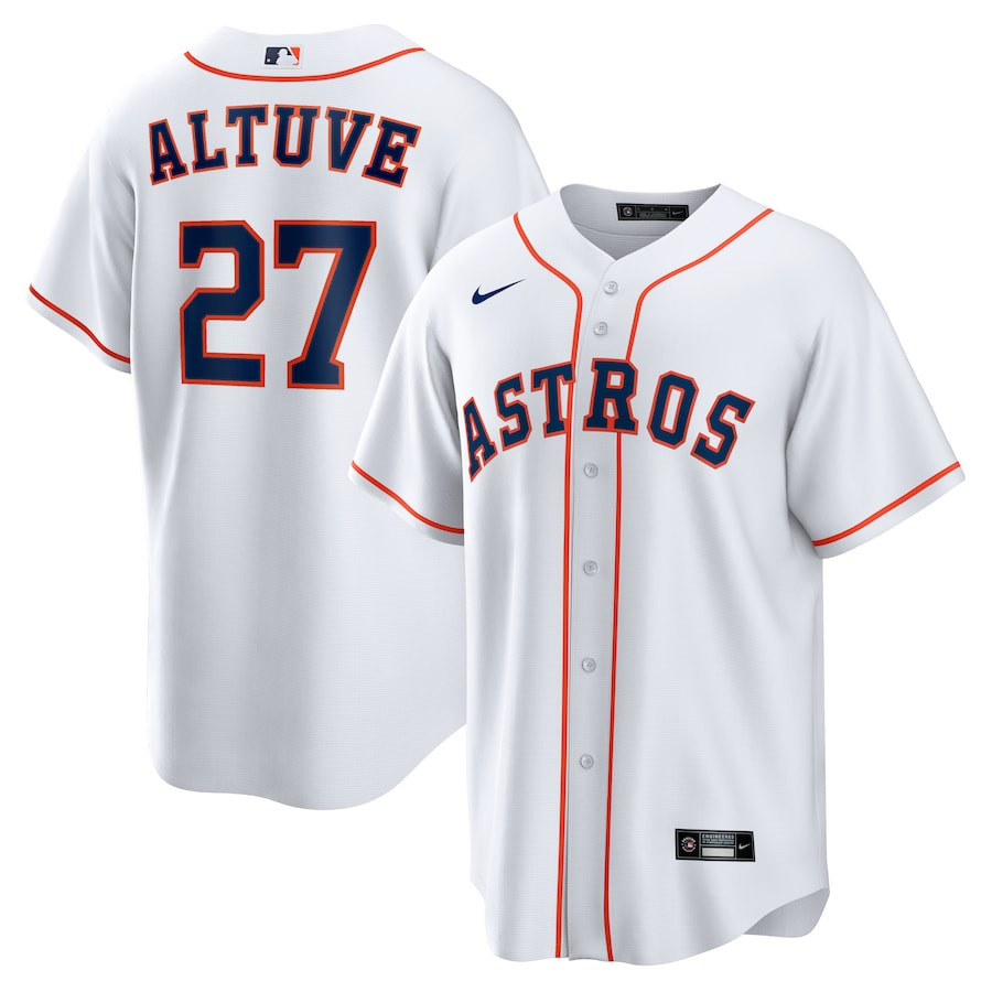 Jose Altuve 27 Houston Astros Home White MLB Jersey Men's