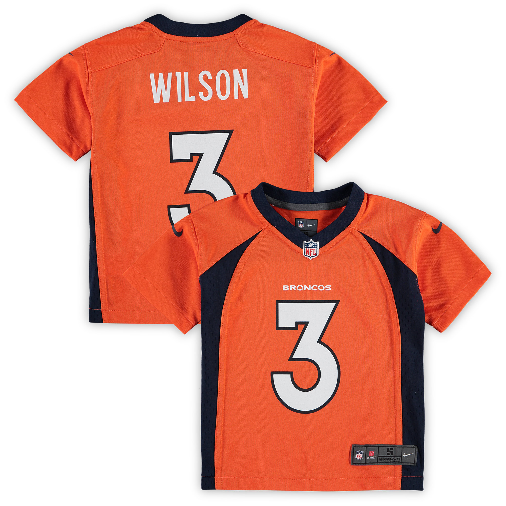 Preschool Denver Broncos Russell Wilson Orange Game NFL Jersey Men's