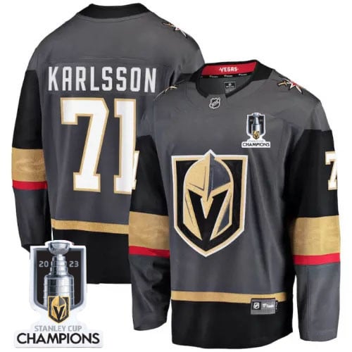 William Karlsson 71 Vegas Golden Knights 2023 Stanley Cup Champions Patch Alternate Breakaway Player Black NHL Jersey Men's