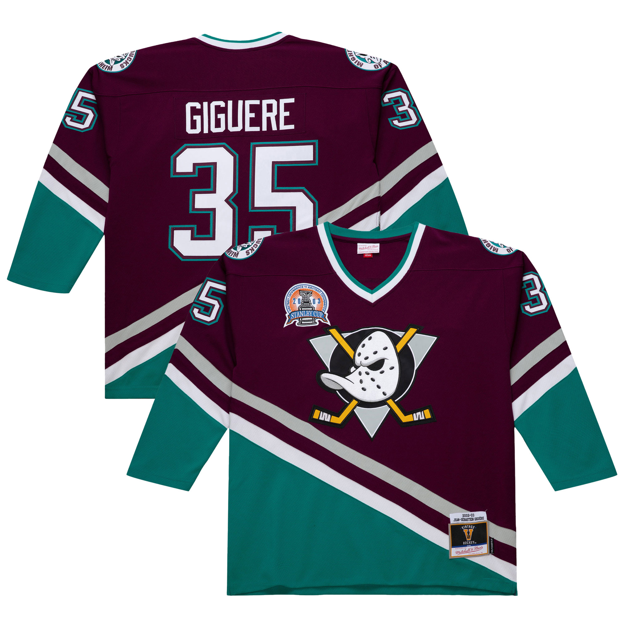 Anaheim Ducks Jean-Sebastien Giguere Purple 2002-03 Power Play NHL Jersey Men's