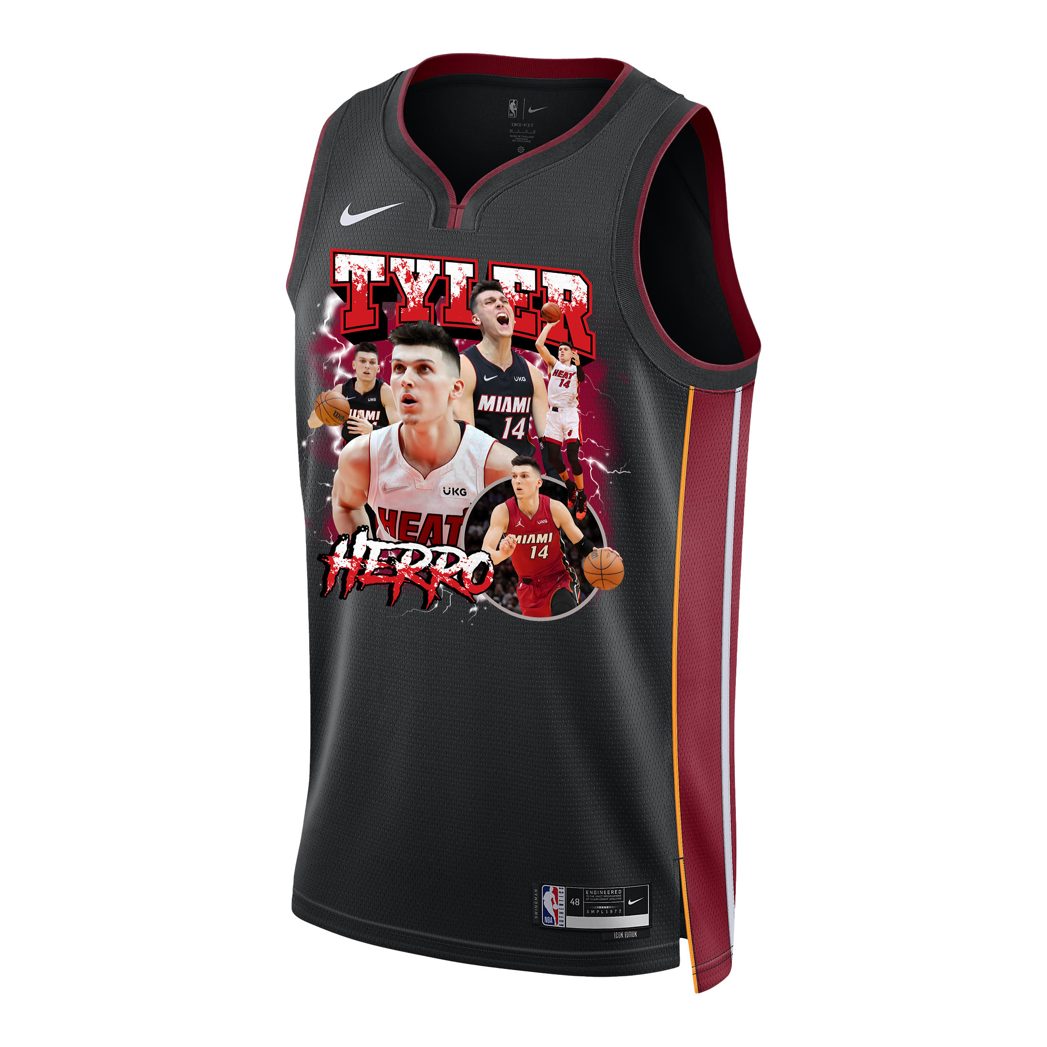 Tyler Herro 14 Miami Heat Scorching Success 2023 Champions Swingman Black NBA Jersey Men's