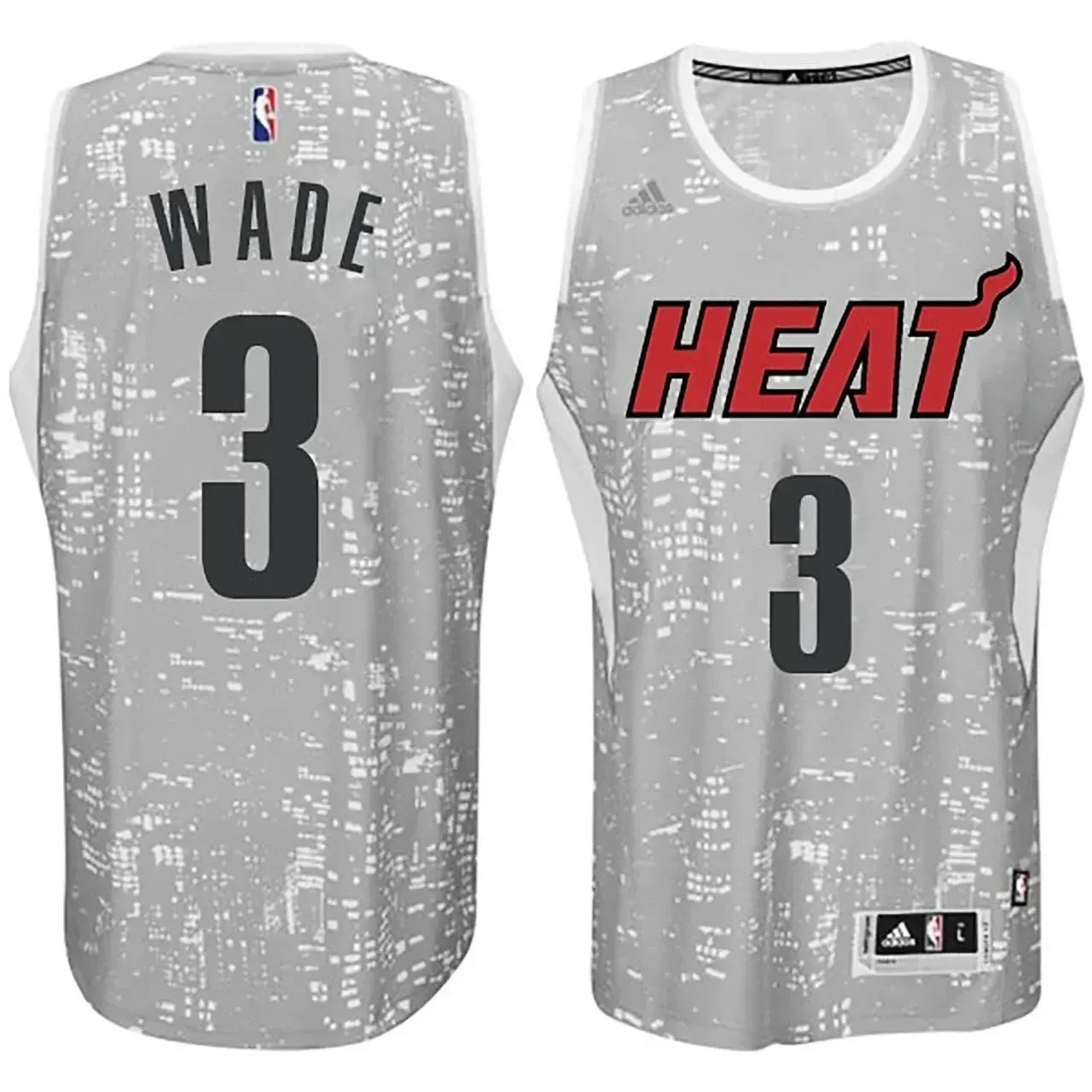 Miami Heat 3 Dwyane Wade City Lights Gray Swingman NBA Jersey Men's