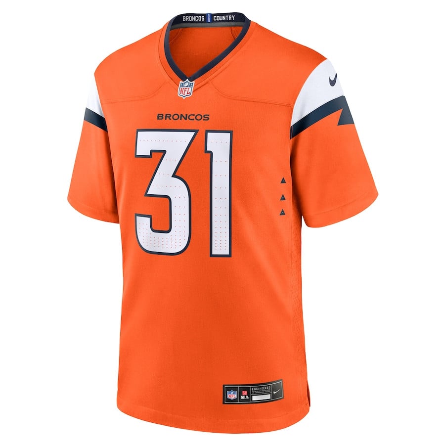 Kris Abrams-Draine 31 Denver Broncos Team Game Orange NFL Jersey Men's