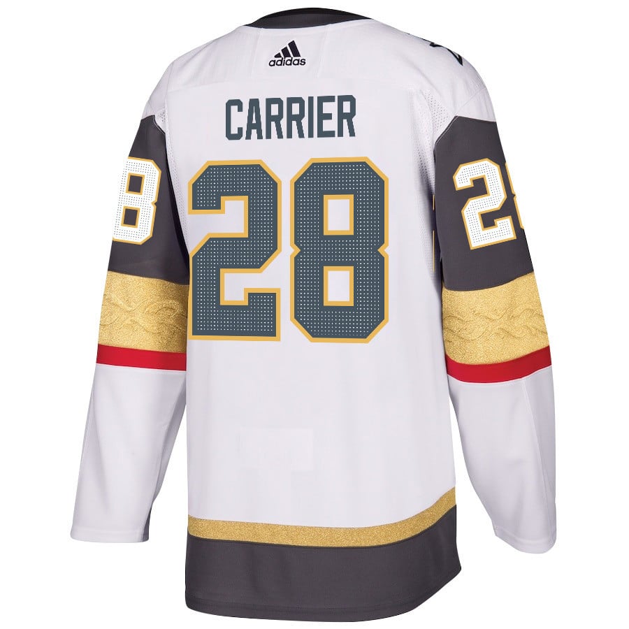 William Carrier 28 Vegas Golden Knights Stanley Cup 2023 Champions Patch Away Breakaway White NHL Jersey Men's