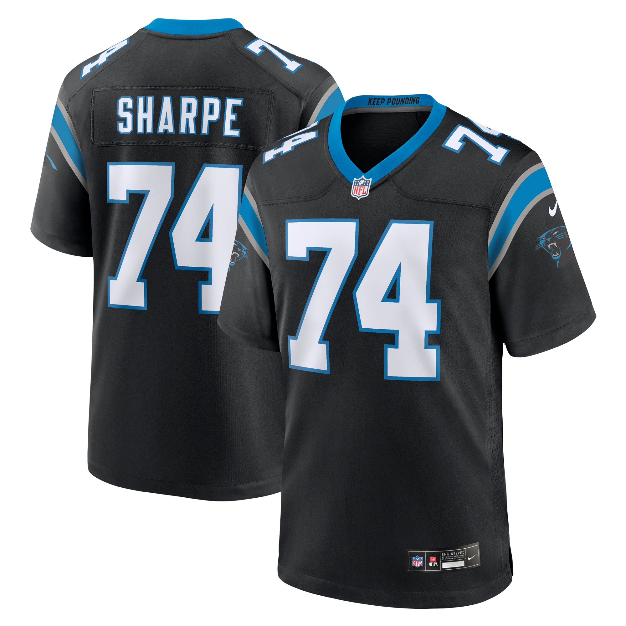 Carolina Panthers David Sharpe Black Team Game NFL Jersey Men's