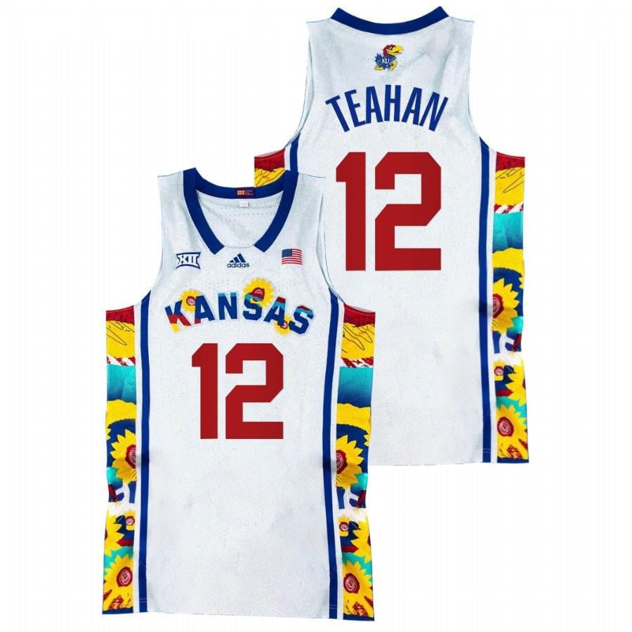 Kansas Jayhawks Chris Teahan 22 202 White Sunflower Showdown NCAA Jersey Men's