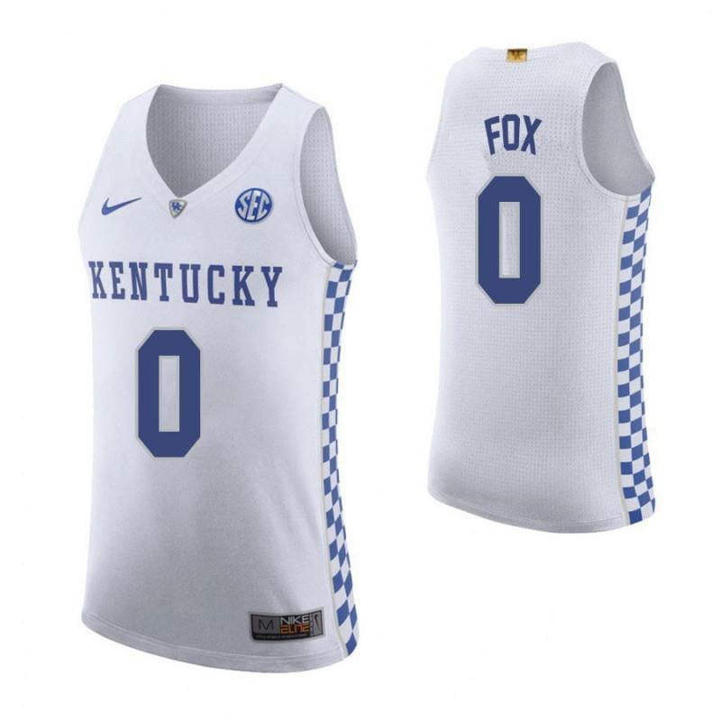 0 DeAaron Fox Roa White Elite Kentucky Wildcats NCAA Jersey Men's