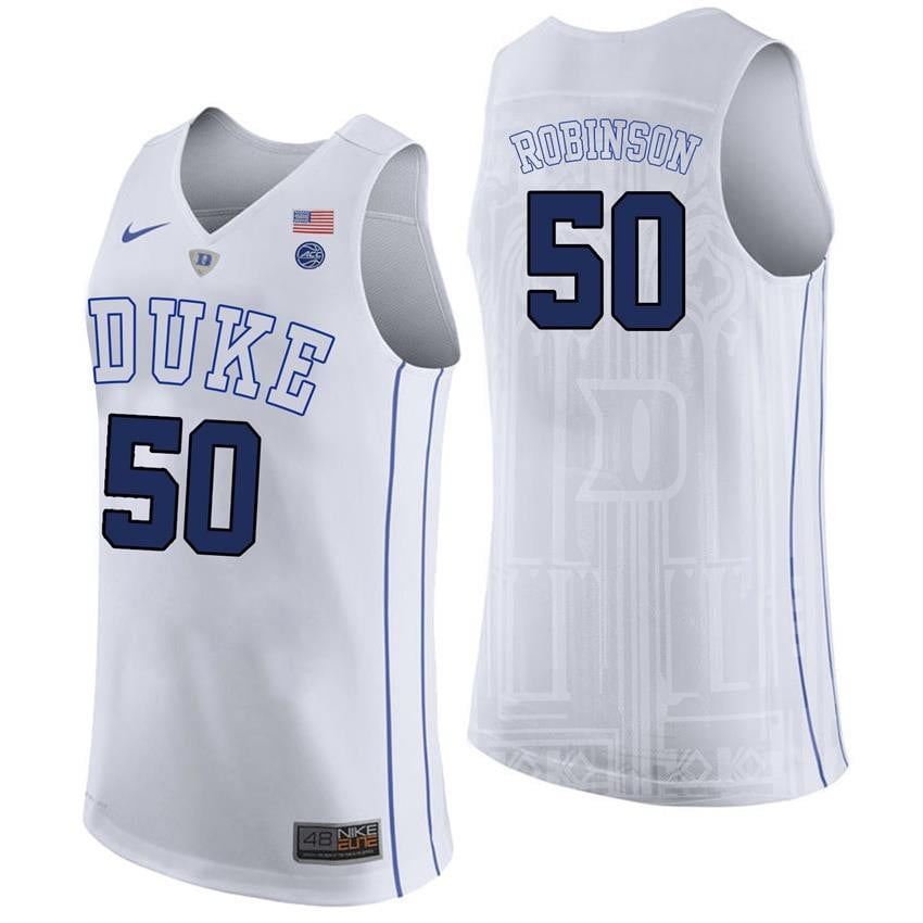 Duke Blue Devils 50 Justin Robinso White College Player Performance NCAA Jersey Men's