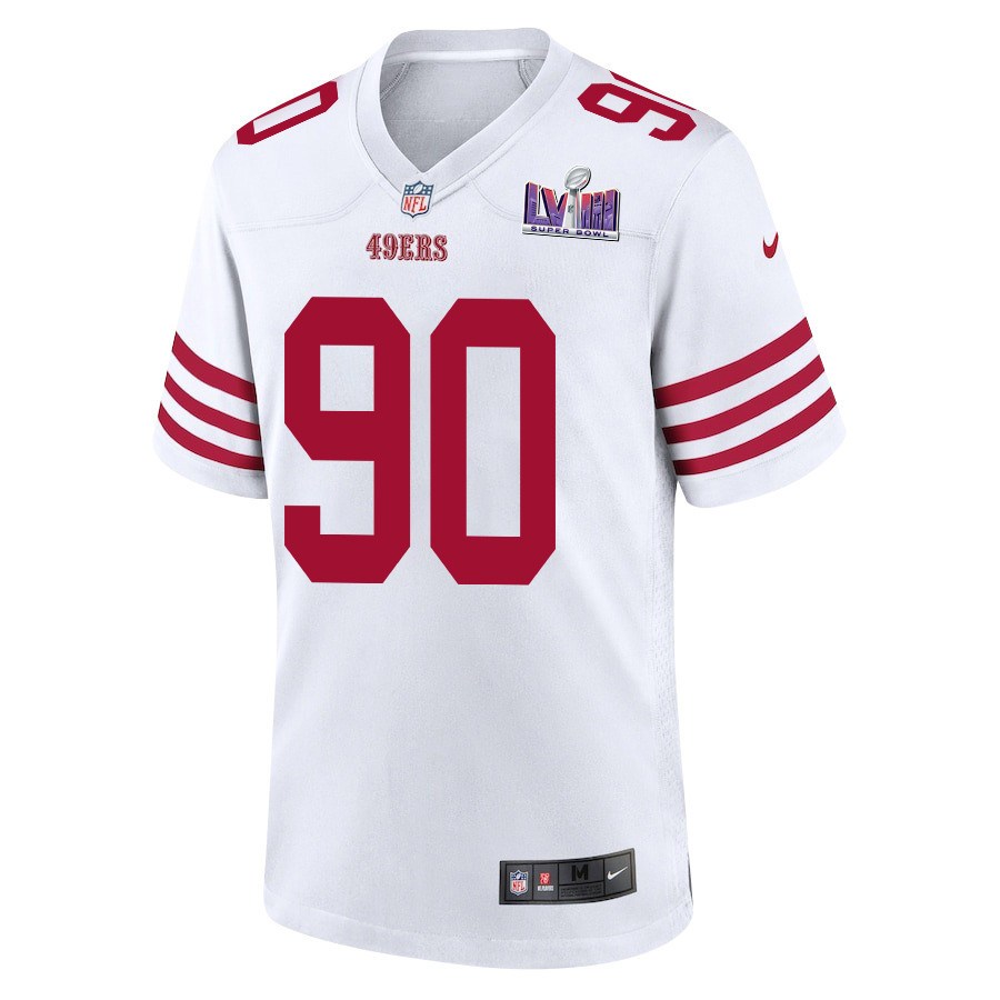 Kevin Givens 90 San Francisco 49ers Super Bowl LVIII Patch Game White NFL Jersey Men's