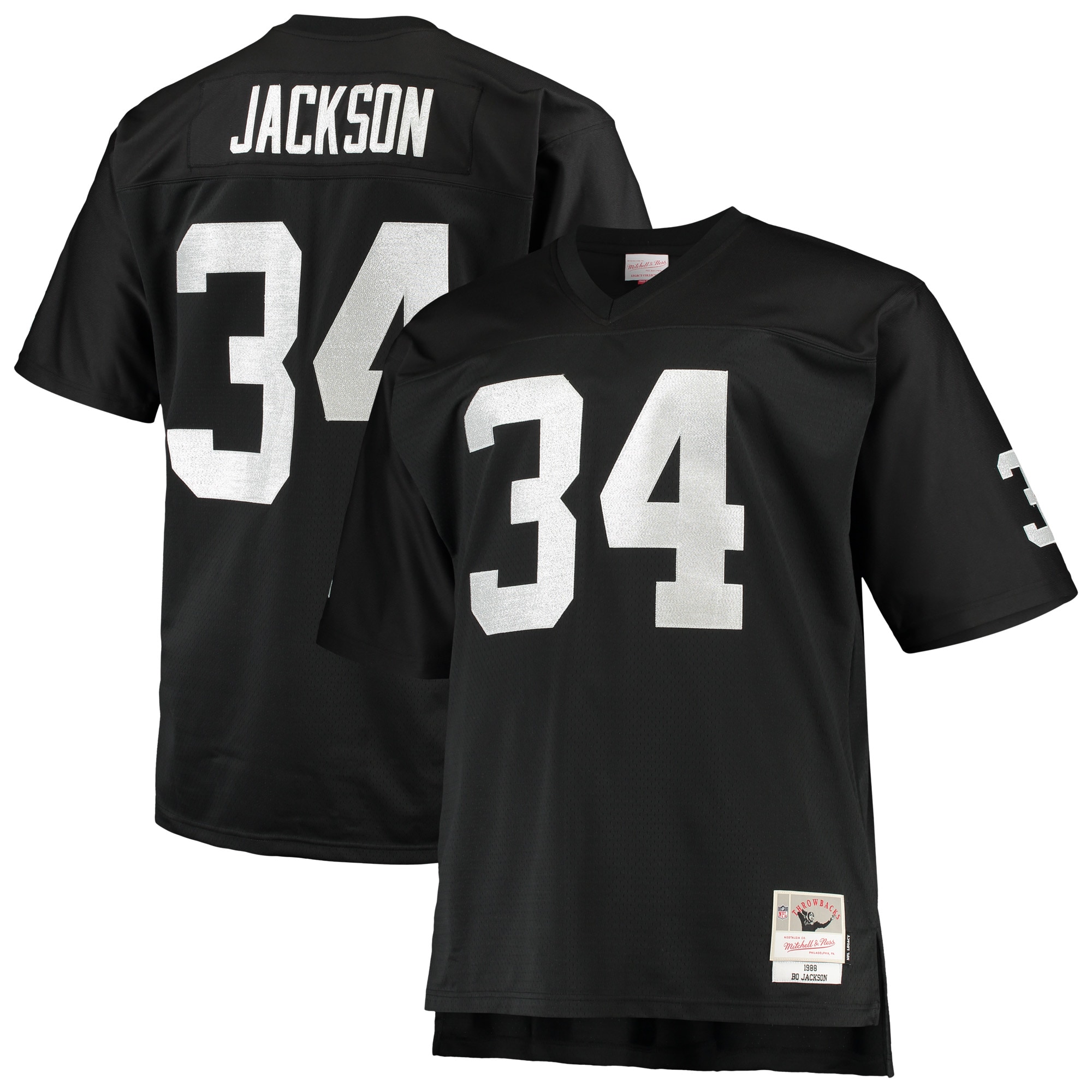 Las Vegas Raiders Bo Jackson Mitchell Ness Black Big Tall 1988 Retired Player NFL Jersey Men's