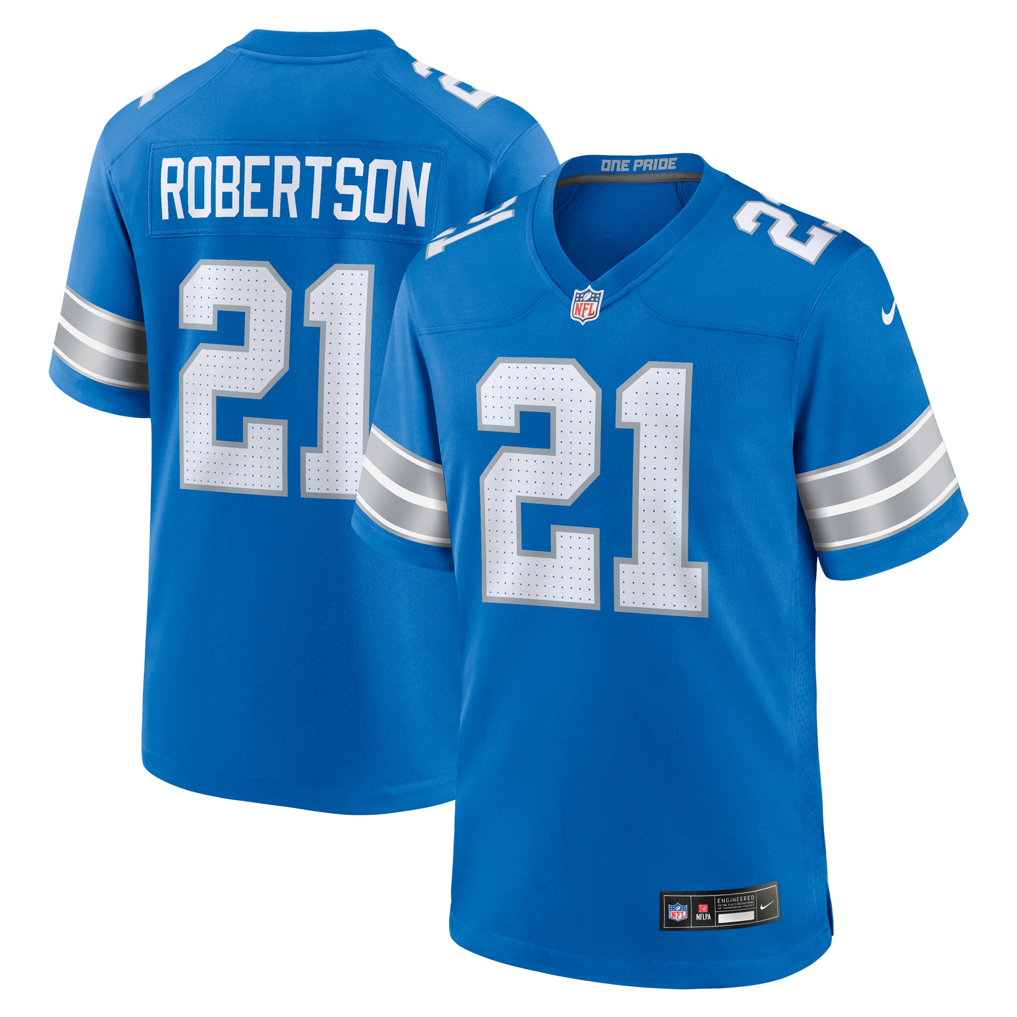 Detroit Lions Amik Robertson Blue Game NFL Jersey Men's