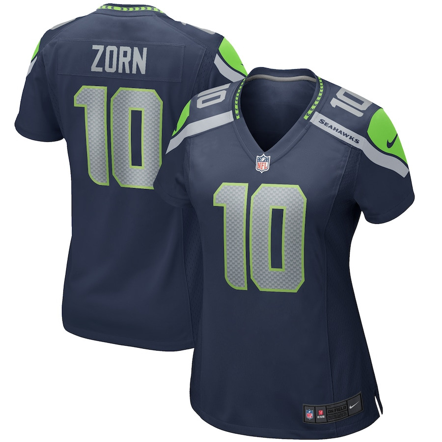Jim Zorn 10 Seattle Seahawks Game Retired College Navy NFL Jersey Women's