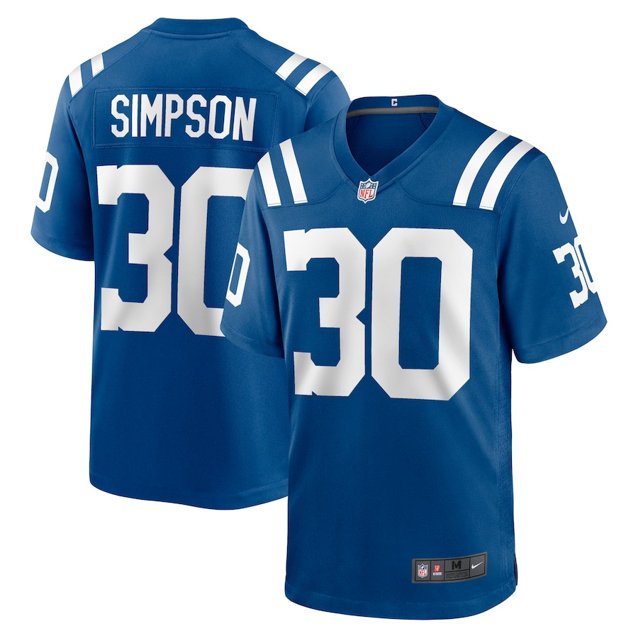 Jaylin Simpson 30 Indianapolis Colts Game Royal NFL Jersey Men's