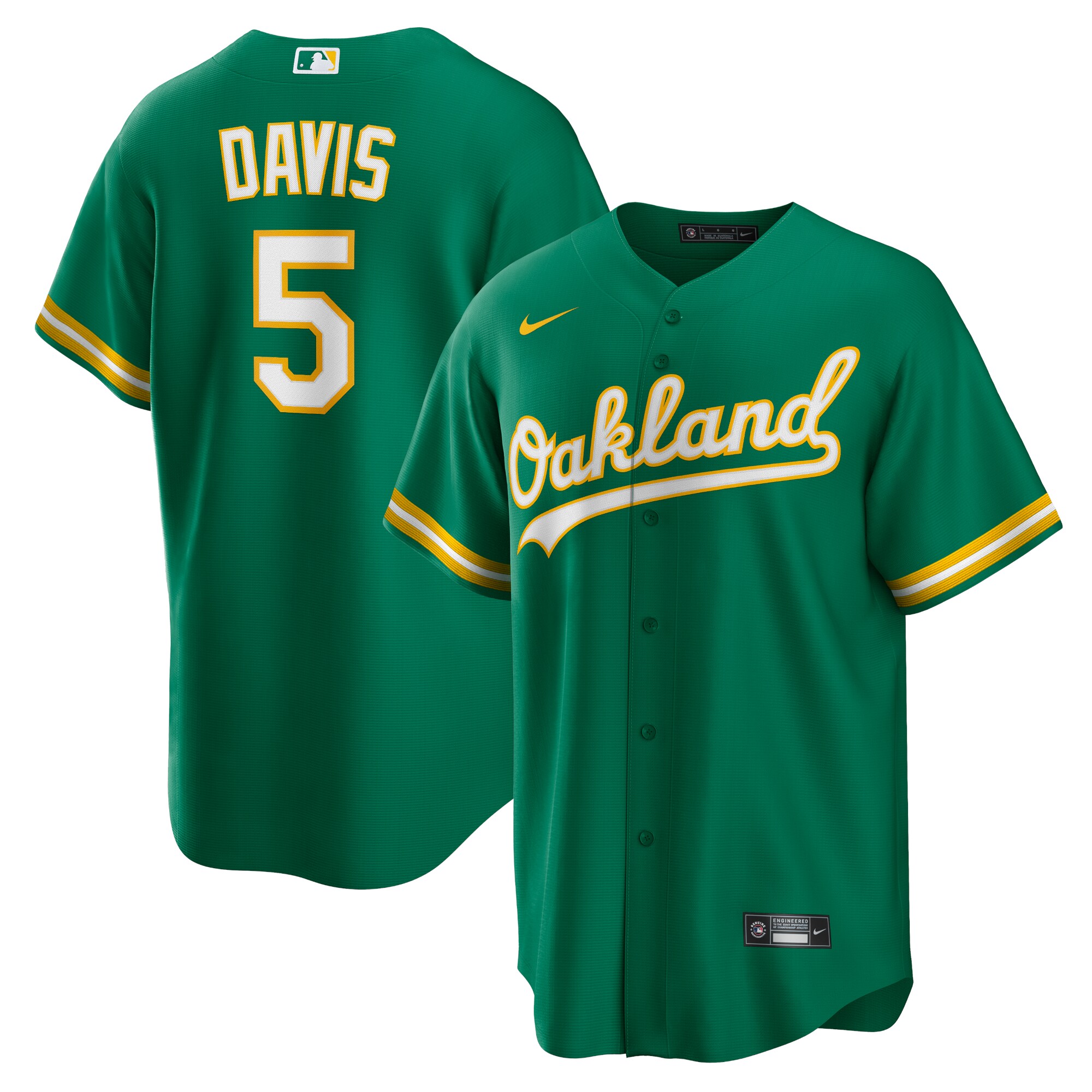 Oakland Athletics JD Davis Kelly Green Alternate MLB Jersey Men's