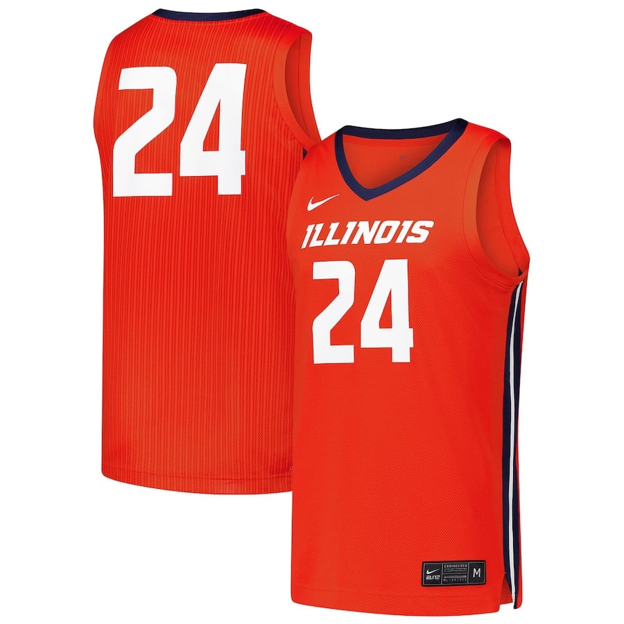 Illinois Fighting Illini Orange #24 NCAA Jersey Men's
