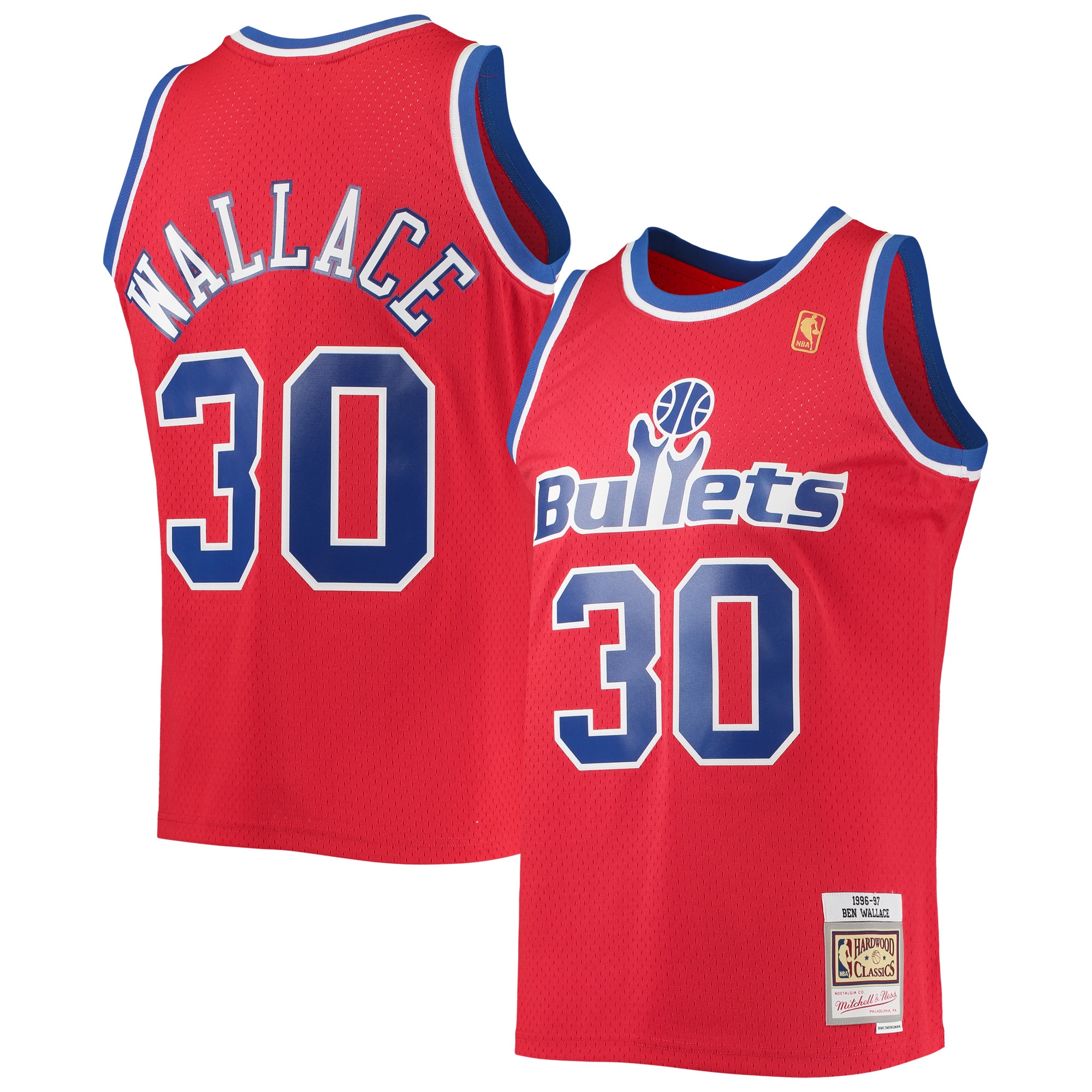 Mitchell Ness Ben Wallace Red Washington Bullets 1996/97 Hardwood Classics Swingman NBA Jersey Men's