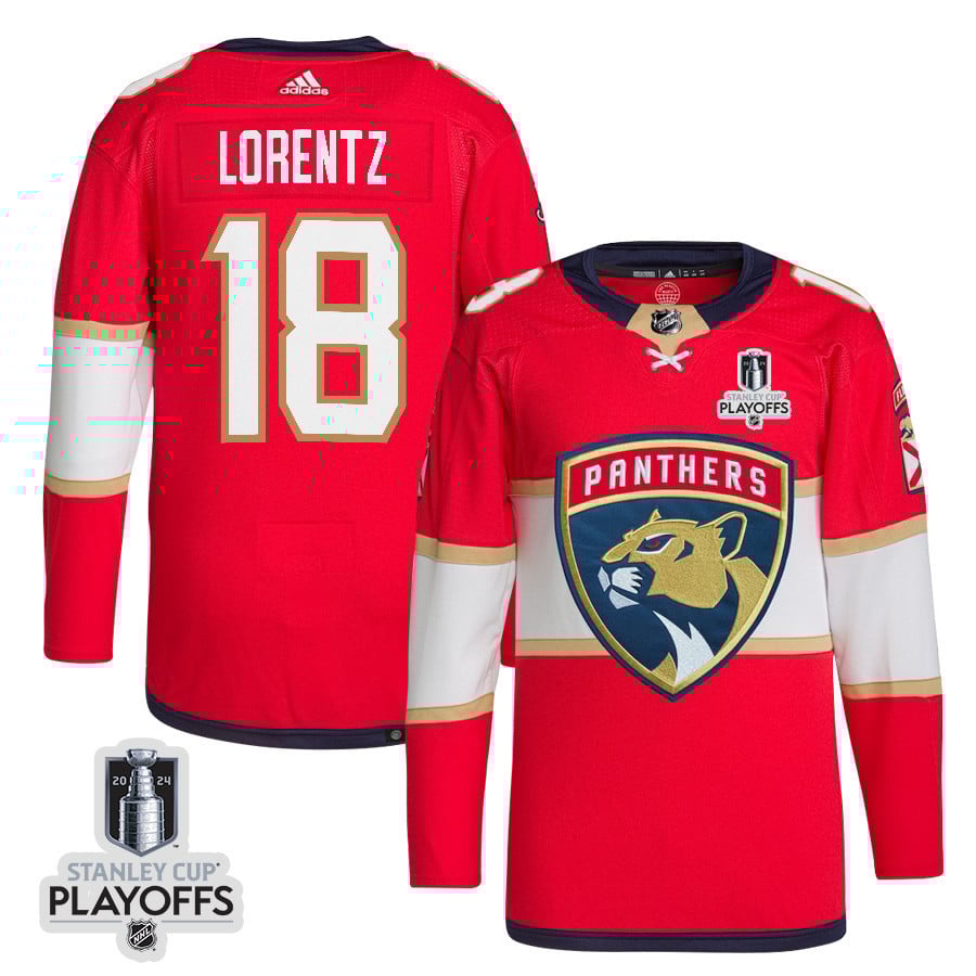 Steven Lorentz 18 Florida Panthers 2024 Playoffs Patch Home Red NHL Jersey Men's
