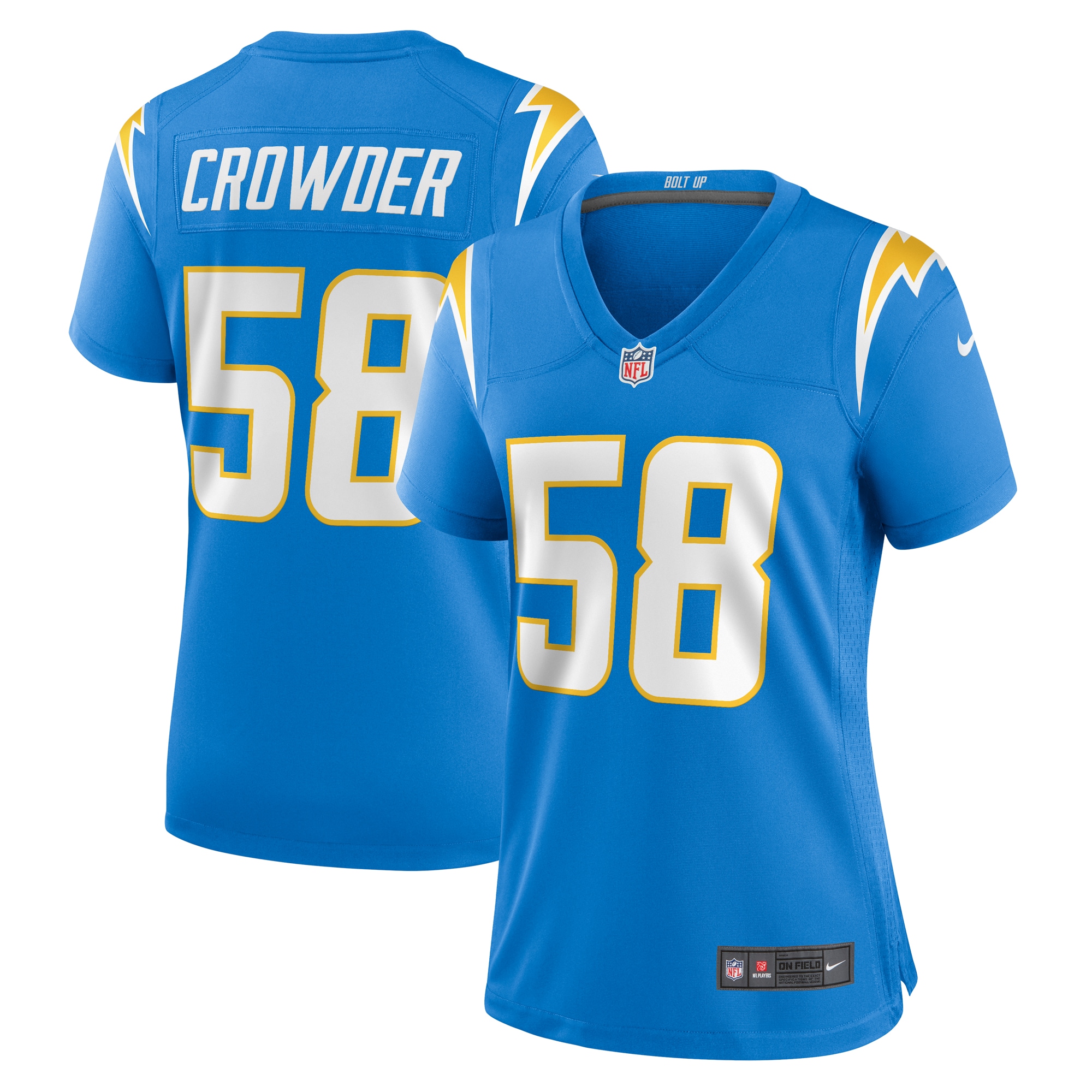 Los Angeles Chargers Tae Crowder Powder Blue Team Game NFL Jersey Women's