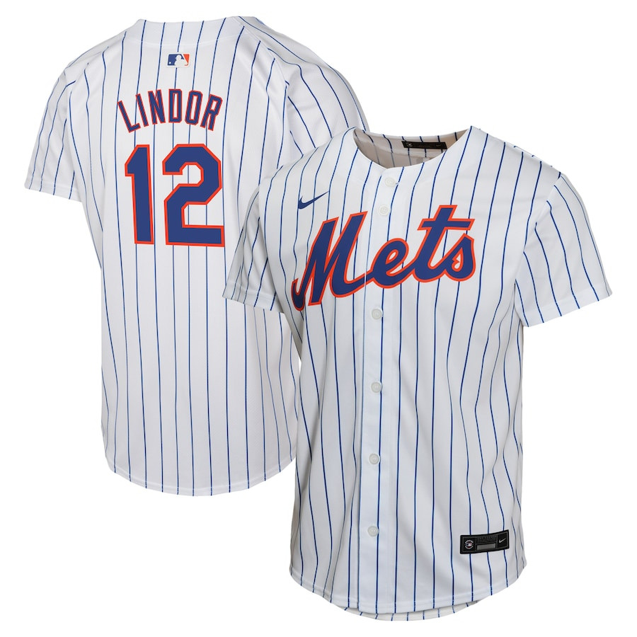 Francisco Lindor 12 New York Mets Home Game Player White MLB Jersey Youth