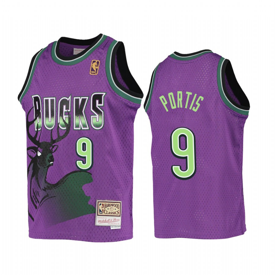 Bobby Portis 9 Milwaukee Bucks Purple Reload Hardwood Classics NBA Jersey Youth