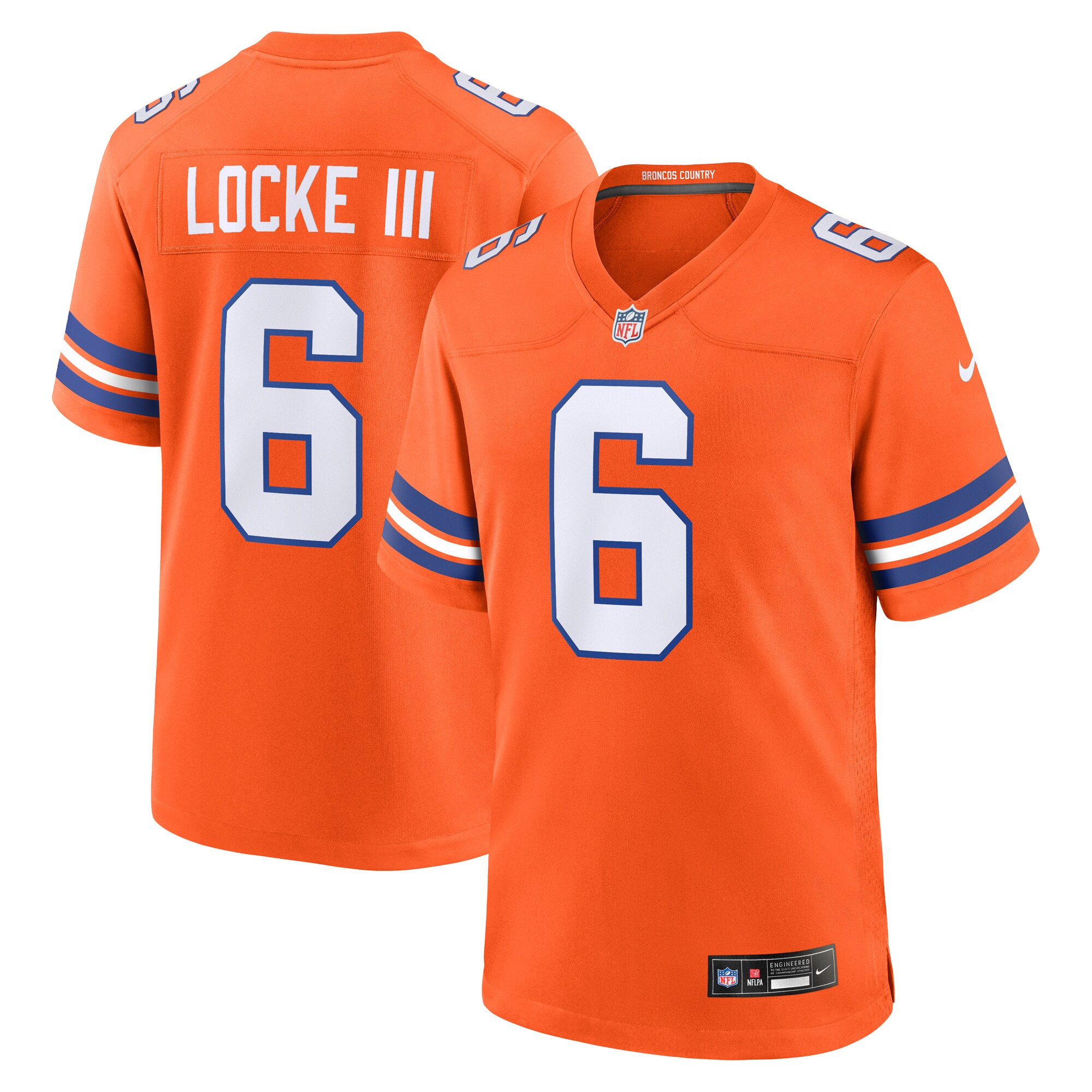 Denver Broncos P.J. Locke III Orange Mile High Collection 1977 Throwback Player Game NFL Jersey Men's
