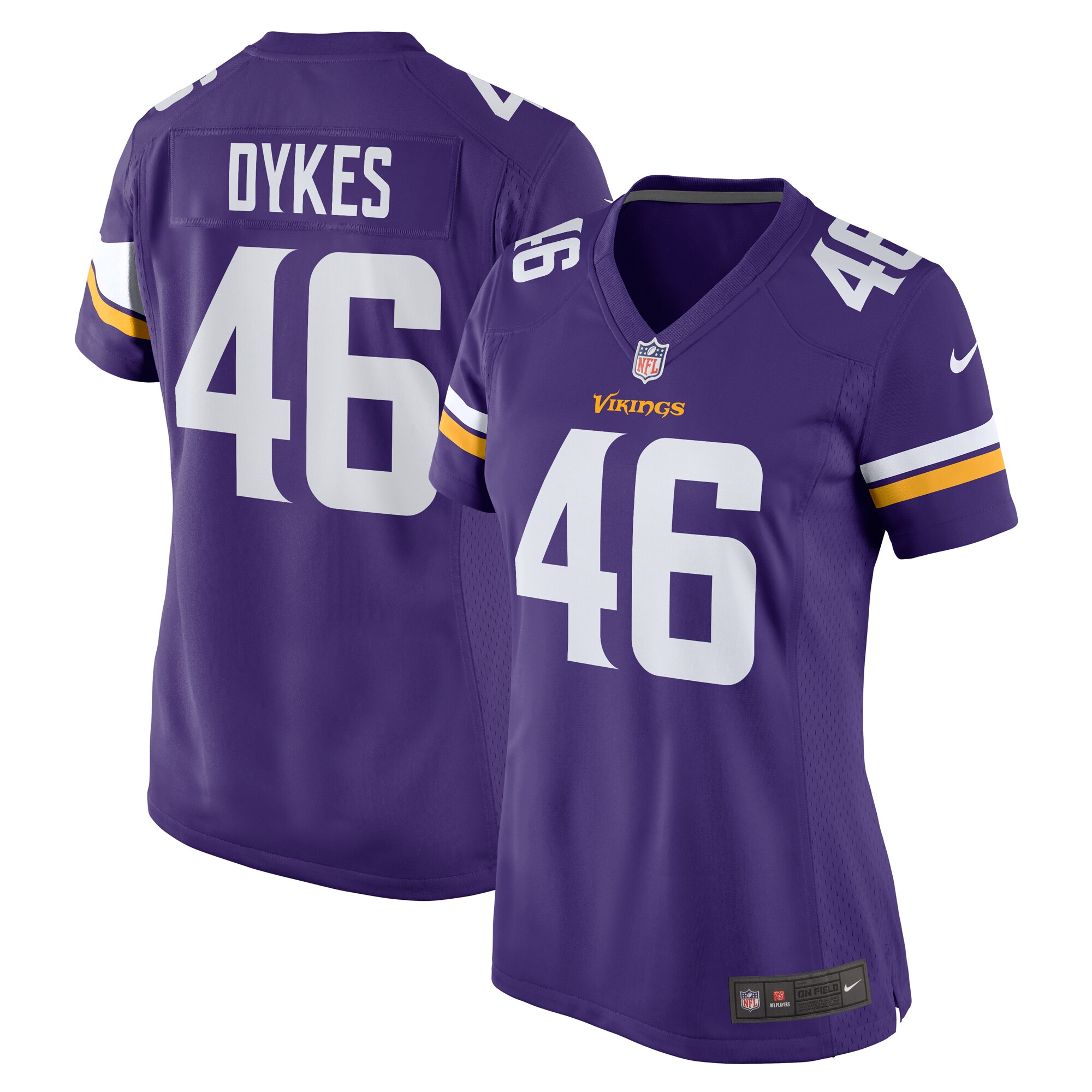Minnesota Vikings Aaron Dykes Purple Team Game NFL Jersey Women's