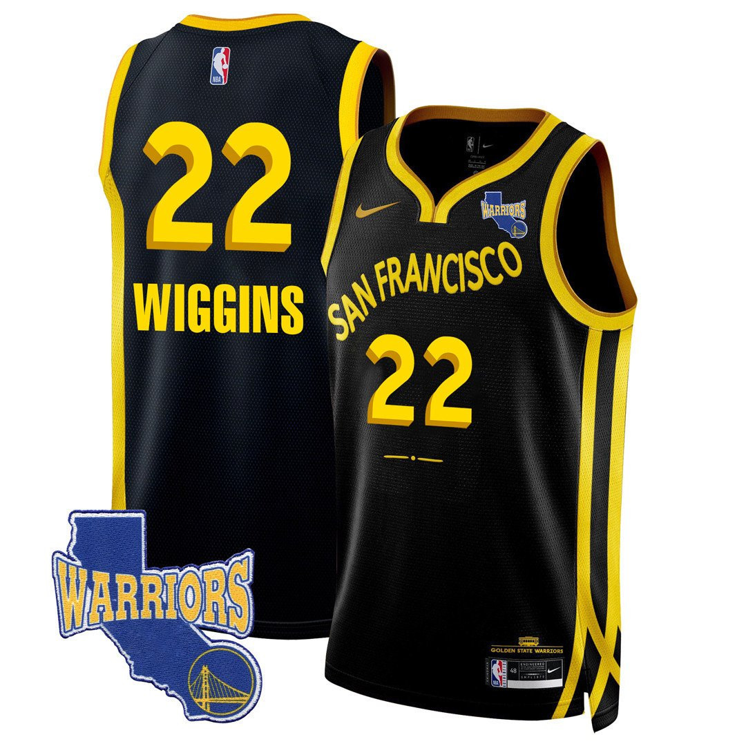 Andrew Wiggins 22 Golden State Warriors California Patch 2023/24 City Edition Swingman Black NBA Jersey Men's