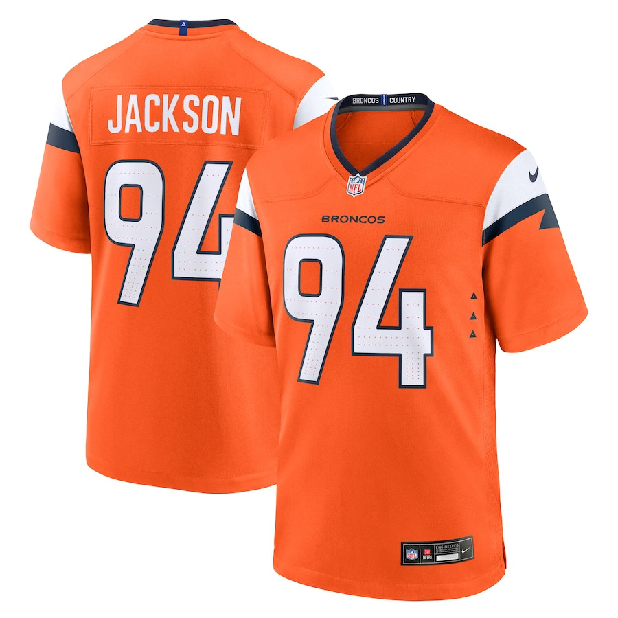 Jordan Jackson 94 Denver Broncos Team Game Orange NFL Jersey Men's
