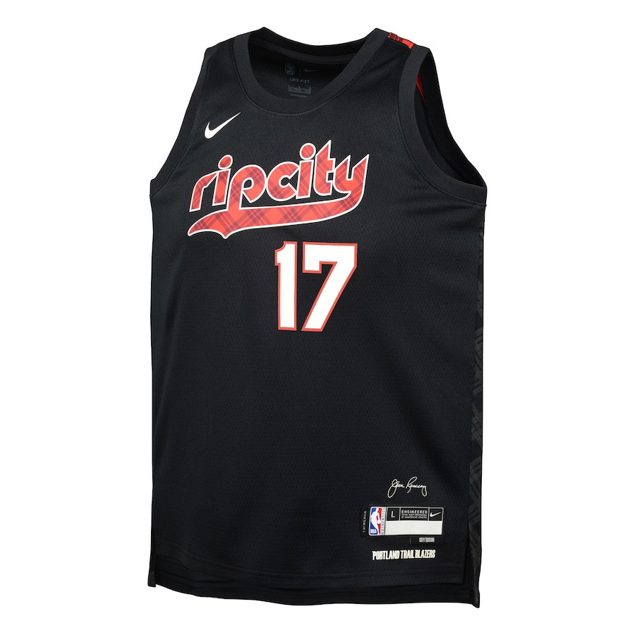 Shaedon Sharpe 17 Portland Trail Blazers 2023/24 City Edition Swingma Black NBA Jersey Youth