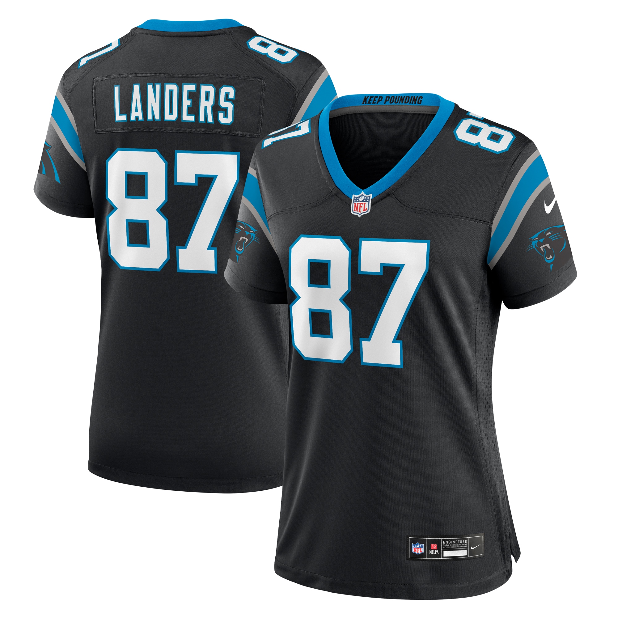 Carolina Panthers Matt Landers Black Game NFL Jersey Women's