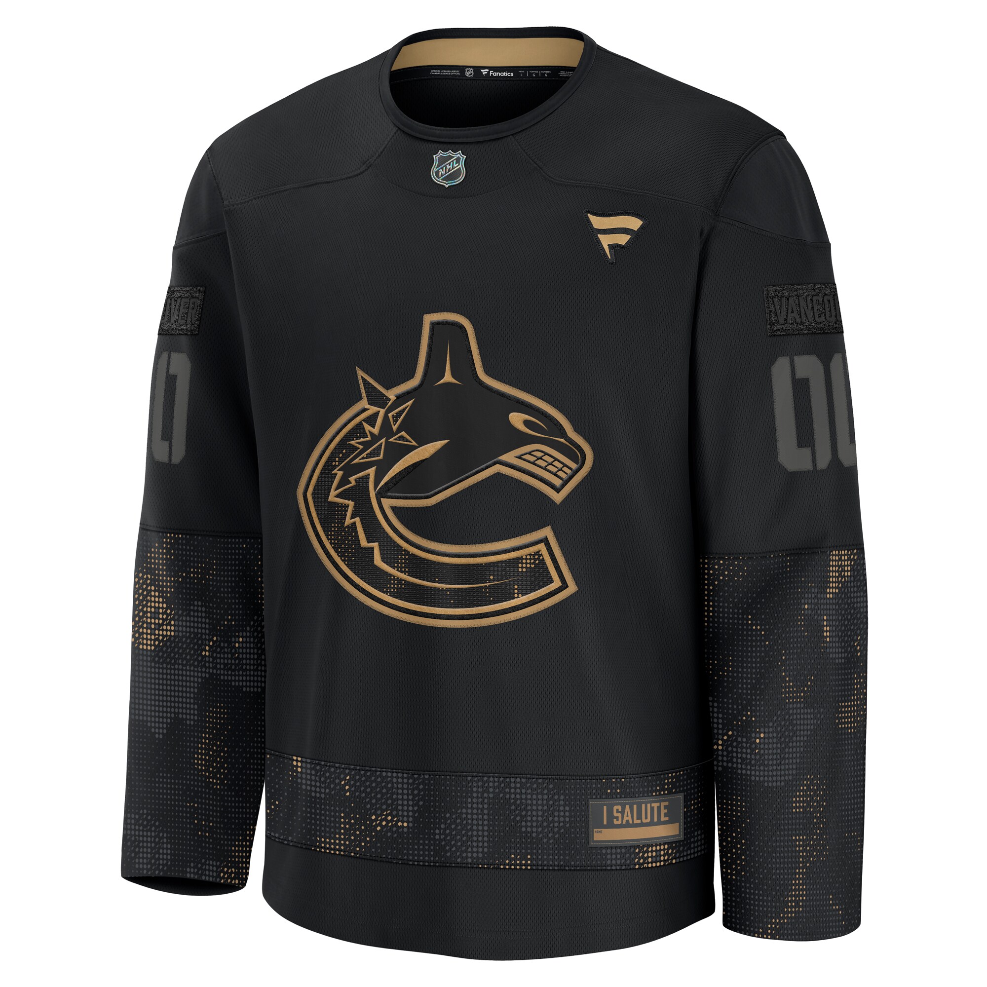 Vancouver Canucks Black 2024 Military Appreciation Custom Practice NHL Jersey Men's
