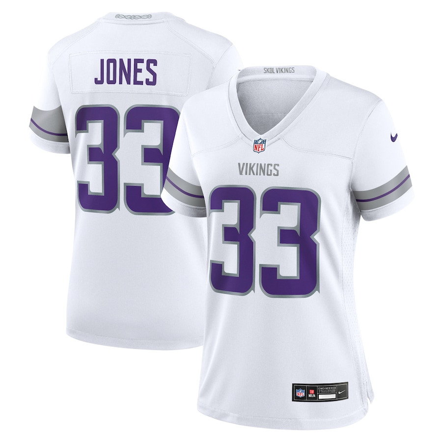 Aaron Jones 33 Minnesota Vikings Alternate Game White NFL Jersey Women's