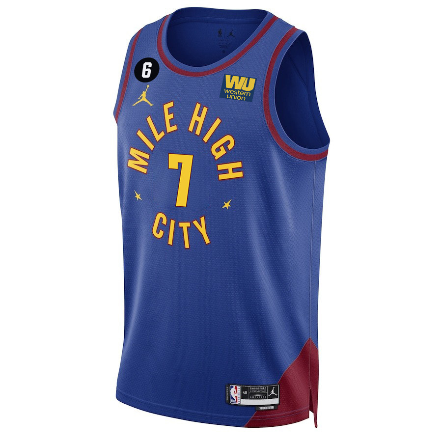 Reggie Jackson 7 Denver Nuggets Final Champions 2023 Swingman Blue NBA Jersey Men's